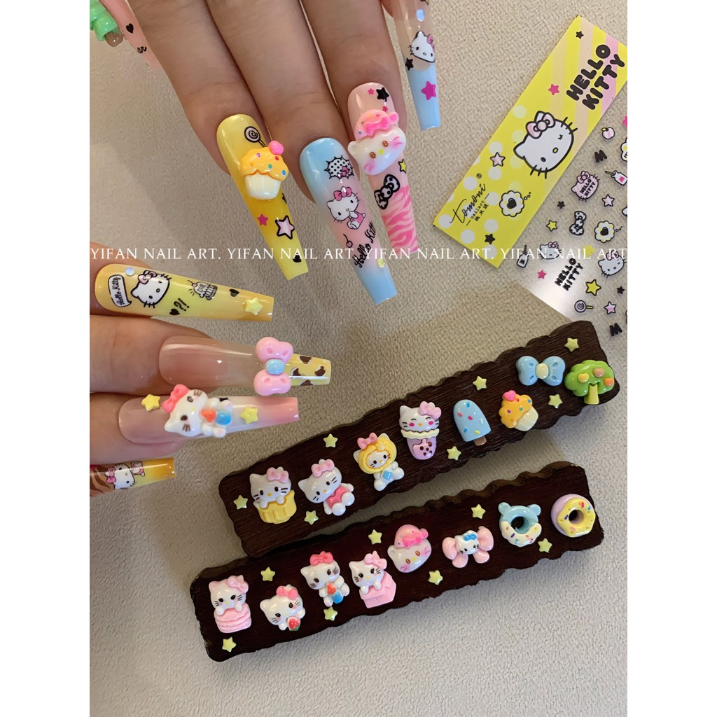 YIFANNAIL [Kitty Paradise] Bình sữa trẻ em Dopamine Mini Star Hello Kitty Phụ kiện làm móng tay P97