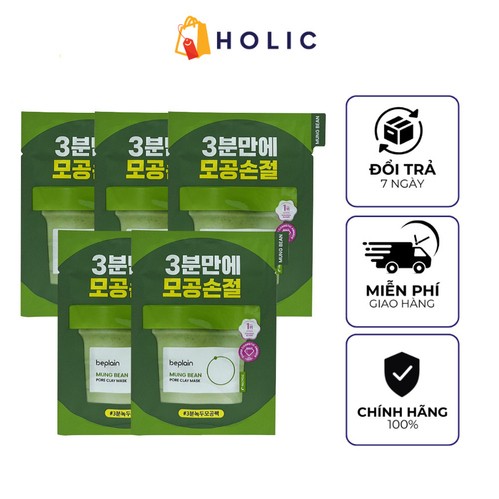 [COMBO] 5 Mặt Nạ Đất Sét Beplain Mung Bean Pore Clay 12mL - Hỗ Trợ Làm Sạch Da & Thoáng Lỗ Chân Lông