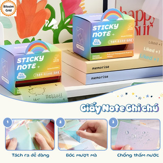 Giấy ghi chú nhiều màu sắc, giấy sửa lỗi, keo dính chắc chắn, thiết kế đơn giản, màu chuyển sắc.