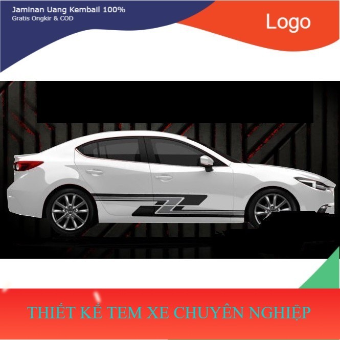 DECAL Tem Sườn xe ô tô mazda 3,Team Decal Oto,   KHÔNG PHAI MÀU