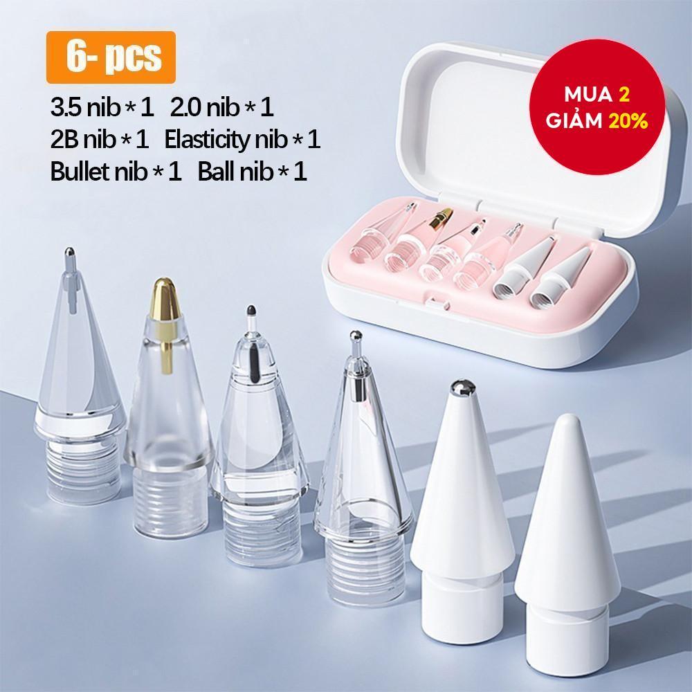 6 Gói Mẹo Điểm Tinh Tế Cho Apple Pencil 1 / 2 / USB-C Bộ Nibs Thay Thế Nhiều Màu Sắc Cho Kỹ Thuật Số Phác Thảo Mùa Xuân Kỳ
