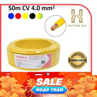   Lẻ 50 mét  Dây điện cadivi 4.0 đơn 1 lõi 7 sợi đồng bên trong CV4.0 