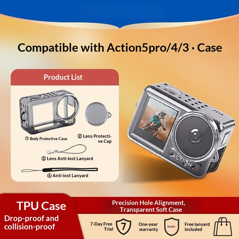 Qiwo Thích hợp cho DJI ACTION5pro / 3 / 4 Vỏ bảo vệ thân xe Bảo vệ chống sốc Di động