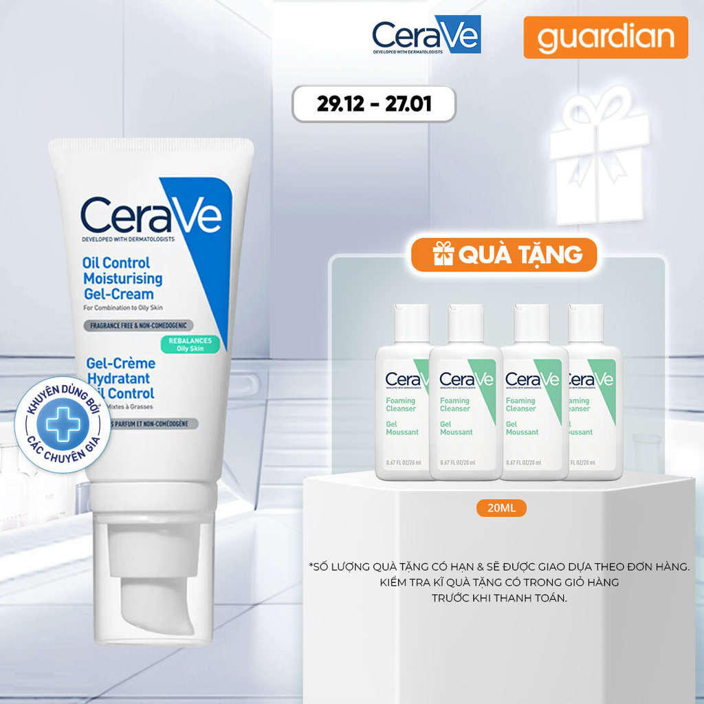Kem Dưỡng Ẩm Kiềm Dầu Cho Da Dầu Và Da Hỗn Hợp CeraVe Oil Control Gel-Cream 52Ml | Guardian Việt Nam