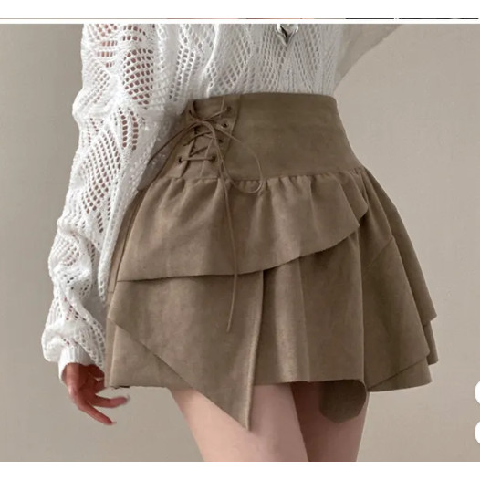 Chân váy Kangkang da lộn Bohem thắt dây độc đáo (Kèm quần bảo hộ).