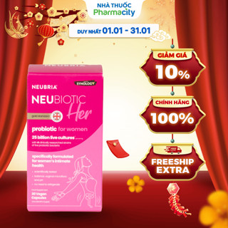  Thực phẩm bảo vệ sức khỏe Neubria® Neubiotic Her Bổ sung lợi khuẩn hỗ trợ sức khỏe nữ giới  Hộp 30 viên  