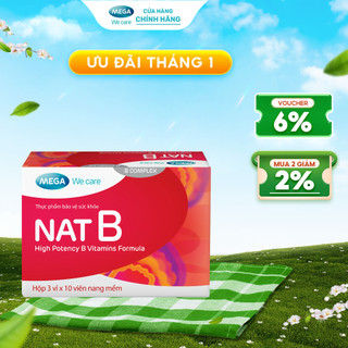  Viên uống bổ sung vitamin B Nat B giúp giảm căng thẳng mệt mỏi suy nhược  Hộp 30 viên  