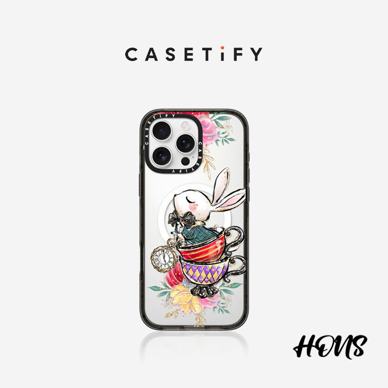 Casetifg Tea Cup Thỏ Trắng Tương Thích Với IPhone 17 16 Pro Max 16 Pro 15 Pro Max 14 Pro Max 13 12 Ố