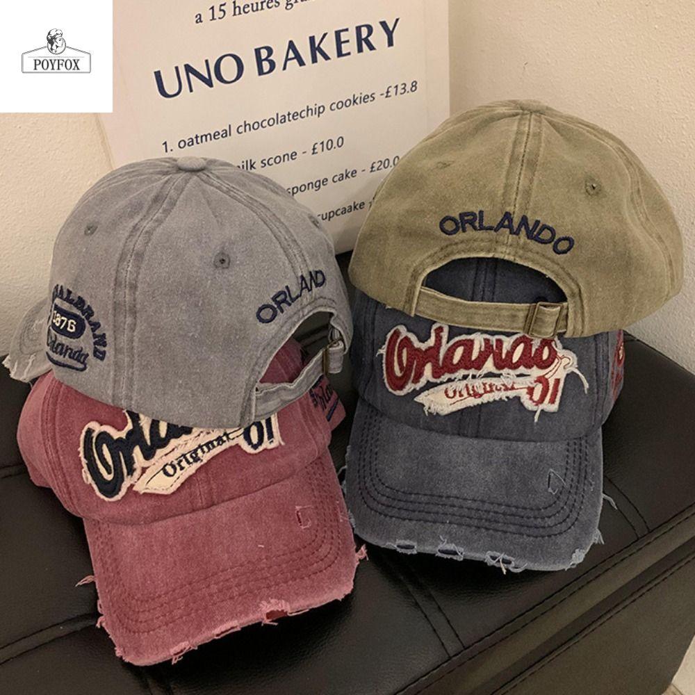 Mũ bóng chày cổ điển POYFOX, Mũ chữ Cotton thêu Orlando, Mũ chống nắng cổ điển đơn giản Mũ Snapback 