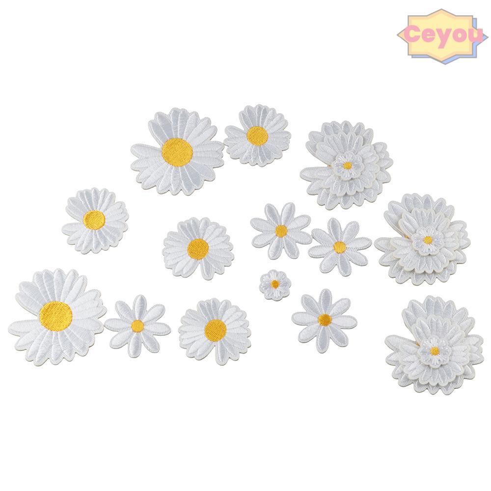 CEYOU Daisy Flower Patch, White Iron on, Clothing Patches Áo thun