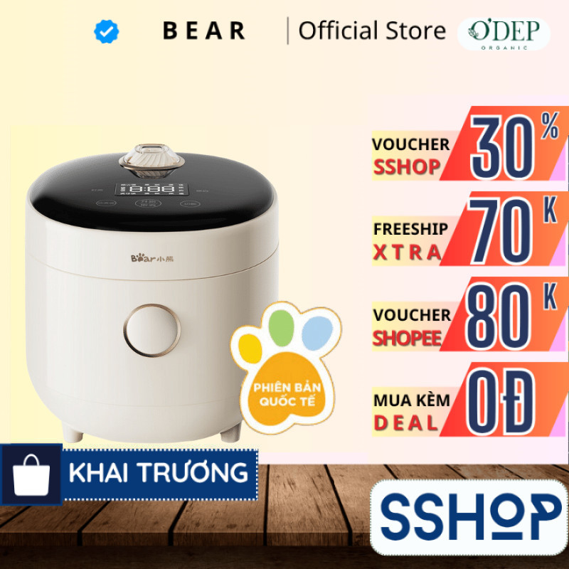 Nồi cơm điện Mini 1.6L (lòng nồi, 2 người ăn) Bear DFB-C16K1 - Hàng chính hãng - SSHOP SSO