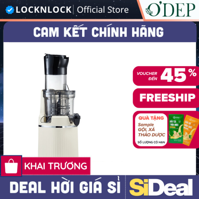 Máy ép chậm Locknlock Bianco Slow Juicer 0.8L màu trắng ngà EJJ421IVY - SIDEAL SIL