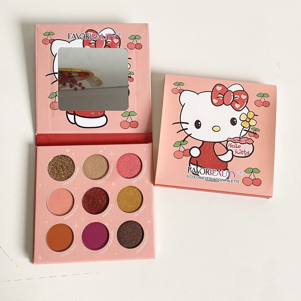 Hot-selling new light-colored grid palette ins Portable light bead dimmer5ya Cute Little Cat Eyeshad