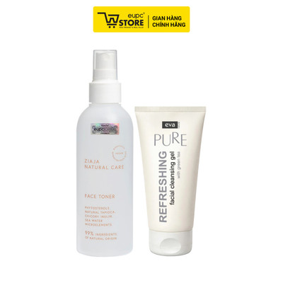 Combo Gel Rửa Mặt Eva Natura 150ml Và Xịt Dưỡng Cân Bằng Ziaja Natural Care 200ml Dạng Phun Sương Dễ Thẩm Thấu