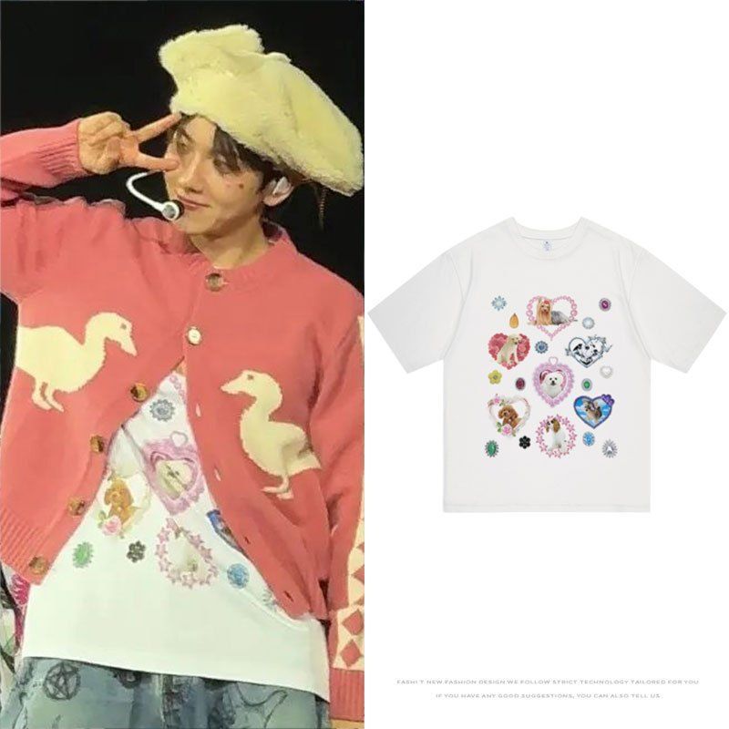 Bian baekhyun baekhyun áo thun ngắn tay buổi hòa nhạc in baekhyun baekhyun nam nữ Quần áo 4.17