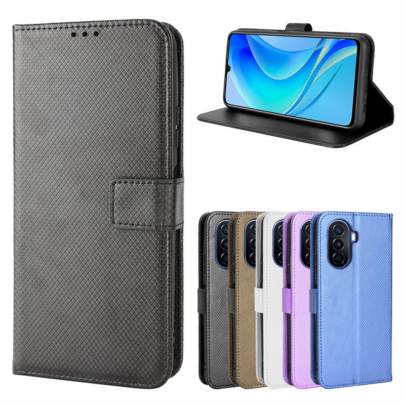 Thích hợp cho Huawei Nova Y71 Vỏ điện thoại Vỏ da Nova Y70Plus Vỏ bảo vệ lật Dây buộc thẻ kim cương