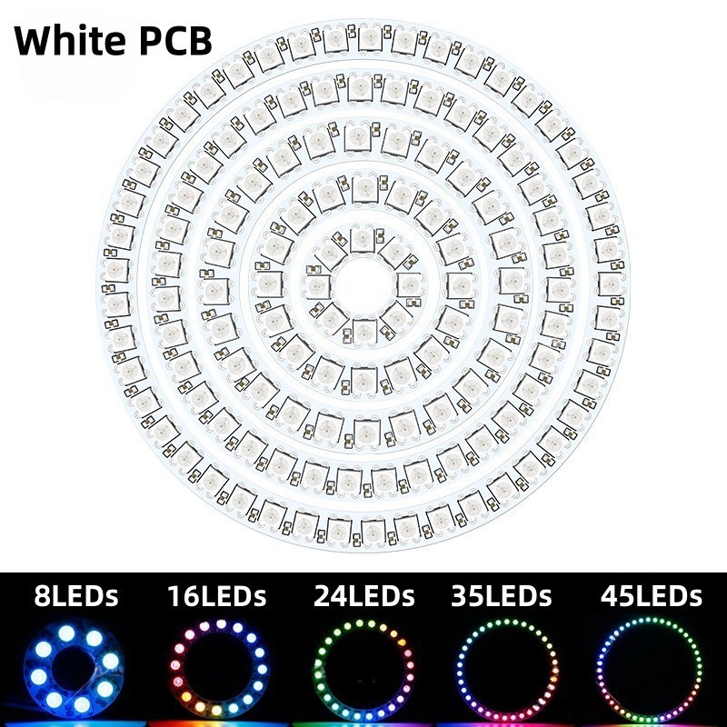 [Mới] Đèn LED vòng DC5V Ws2812b 8 / 16 / 24 / 35 / 45Leds Pixel Smart Ws2812b Mô-đun địa chỉ Vòng tr