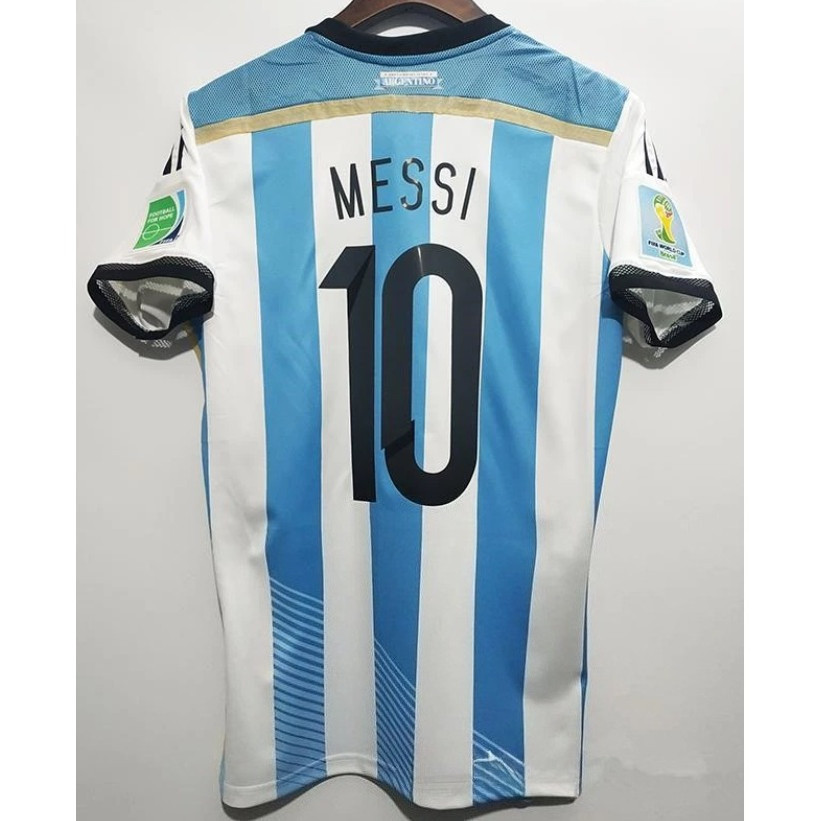 Áo thun ngắn tay cổ điển sân nhà S-XXL 2014 Argentina