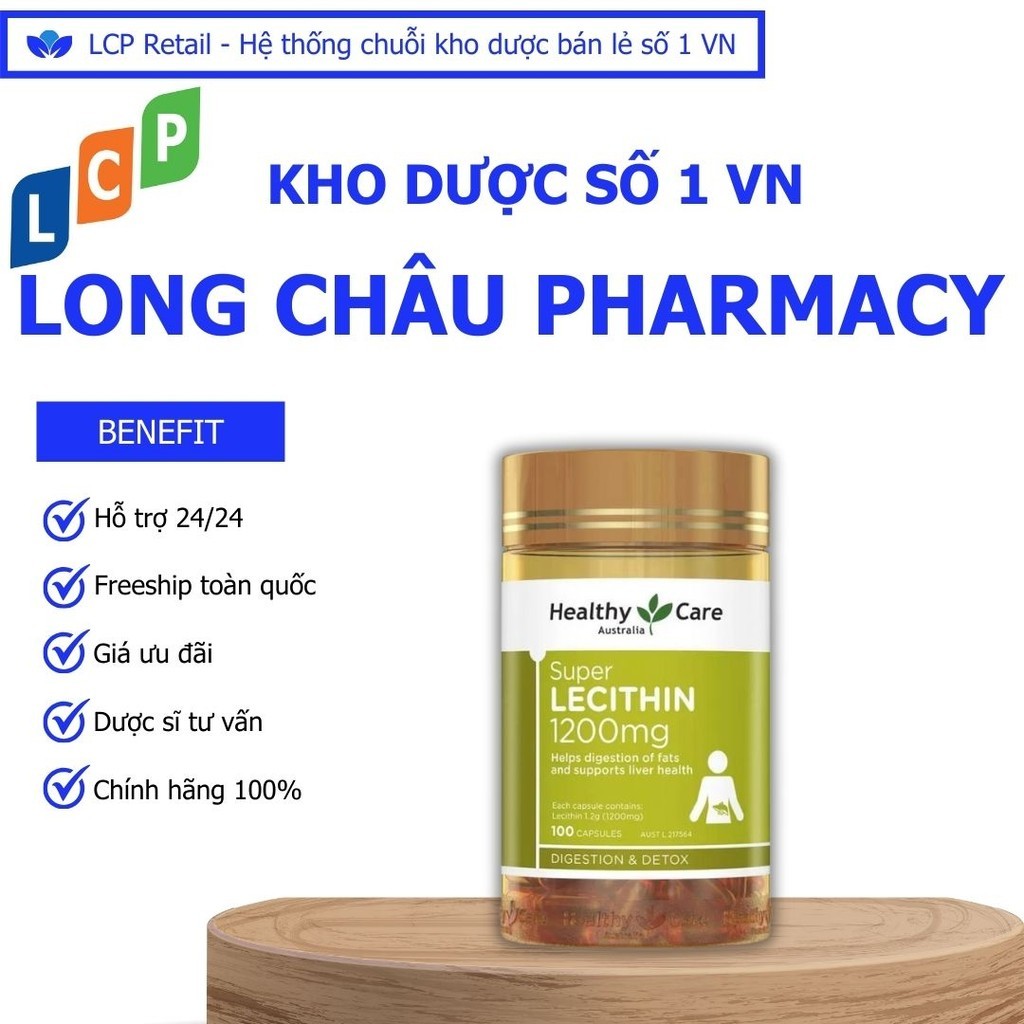 Mầm đậu nành tăng vòng 1, mầm đậu nành healthy care super lecithin 1200mg 100 viên [Chính hãng Úc]