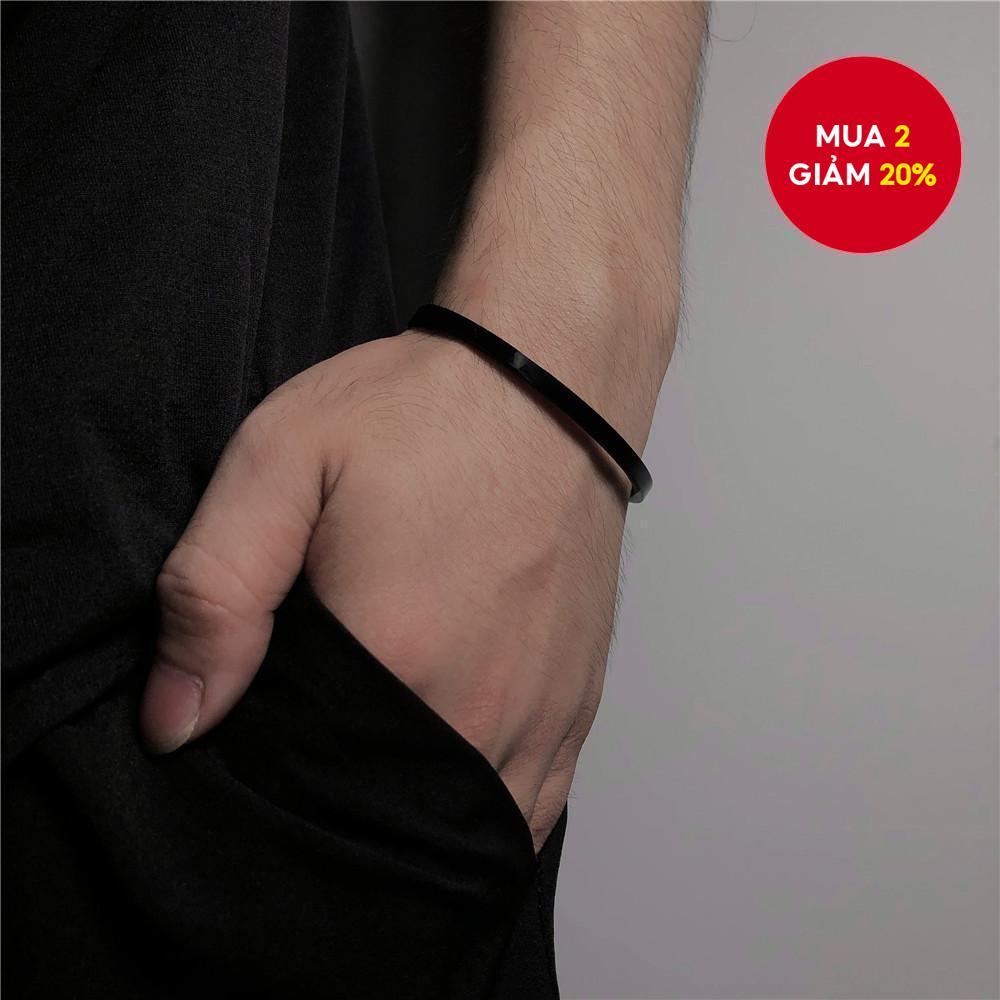 Vòng tay cặp đôi bằng thép không gỉ tối giản sành điệu chống phai màu vàng súng bạc màu đen