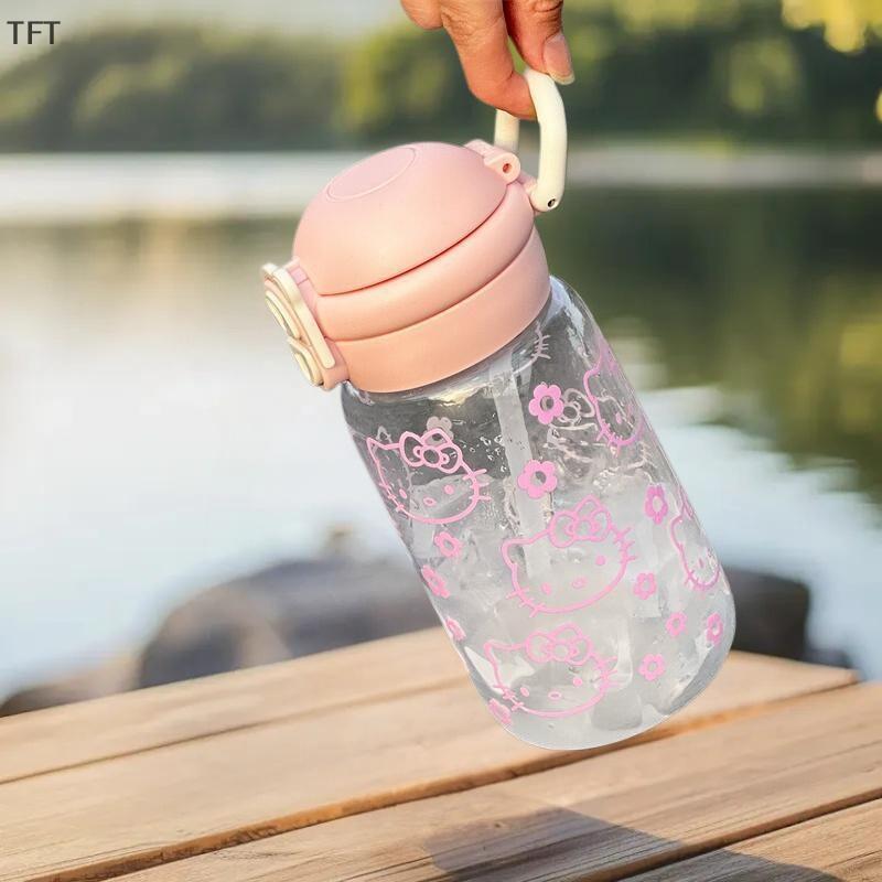 (FTT) Hello Kitty Straw Water Bottle - Leak-Proof Kawaii Cup for Kids NEW