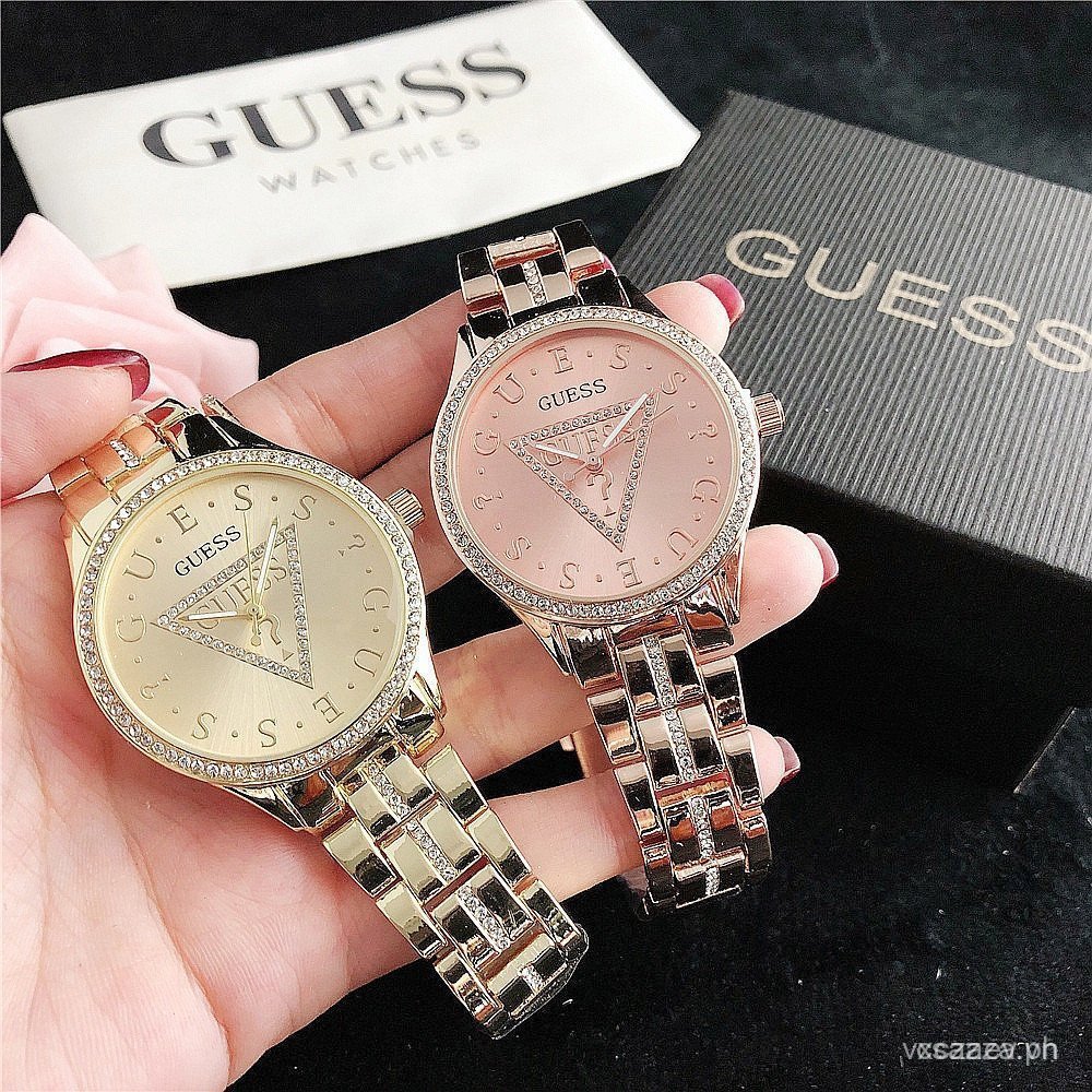 Đồng hồ nữ FULL Guess, Đồng hồ thạch anh thông thường có dây đeo bằng thép không gỉ, Đồng hồ đeo tay