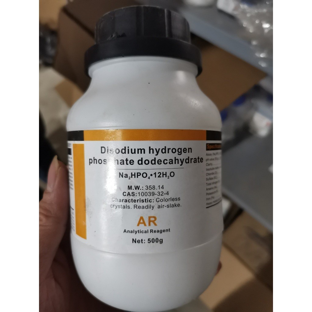 Chất bột Na2HPO4.12H2O Disodium hydrogen phosphate dodecahydrate CAS 10039-32-4 Na2HPO4 12H2O chai 5