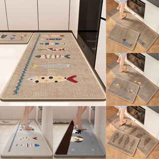 Bộ 2 Thảm Nhà Bếp Vải Lanh Cao Cấp KOTO Thấm Nước Thấm Dầu, Thảm Dệt Chống Trượt Dễ Vệ Sinh Có Thể Giặt Máy