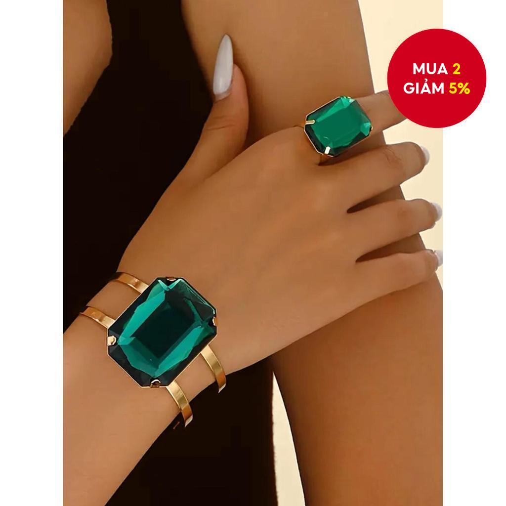 Ruby Ngọc Lục Bảo Vòng Tay Vòng Bộ Đậm Độc Đáo Luxe Nữ Tuyên Bố Trang Sức