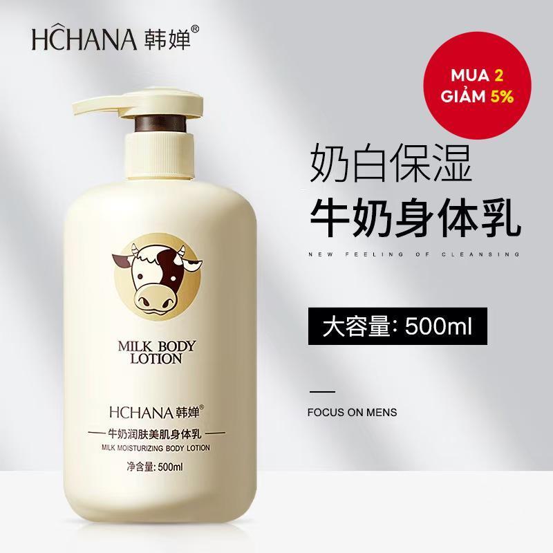 Sữa Dưỡng Thể Sữa HCHANA Dưỡng Ẩm Sâu, Làm Trắng & Mịn Da 500ml - Thiết Kế Một Bơm, Lý Tưởng Cho Mùa
