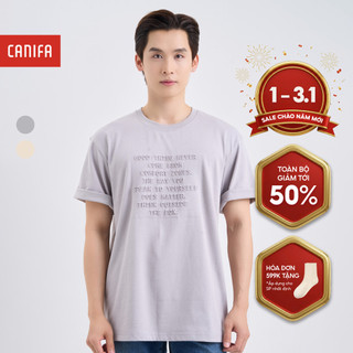  Áo phông nam basic cotton 100% mềm mại CANIFA có hình in nổi 8TS25C002 