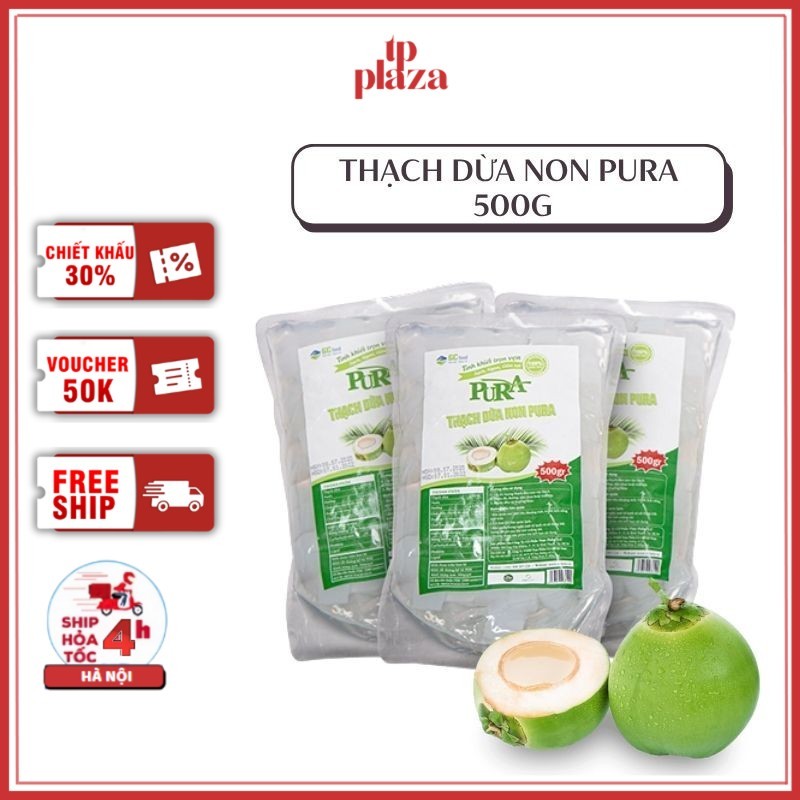 Thạch Dừa Non Pura GCFood – Thạch Dừa Sạch Ngon, Giòn Sựt Túi 500g