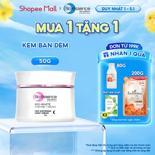  Kem dưỡng trắng da ban đêm cho da sáng mịn rạng rỡ từ 9-peptides Alpha-Arbutin Bio essence Bio-White Pro Whitening 50g 
