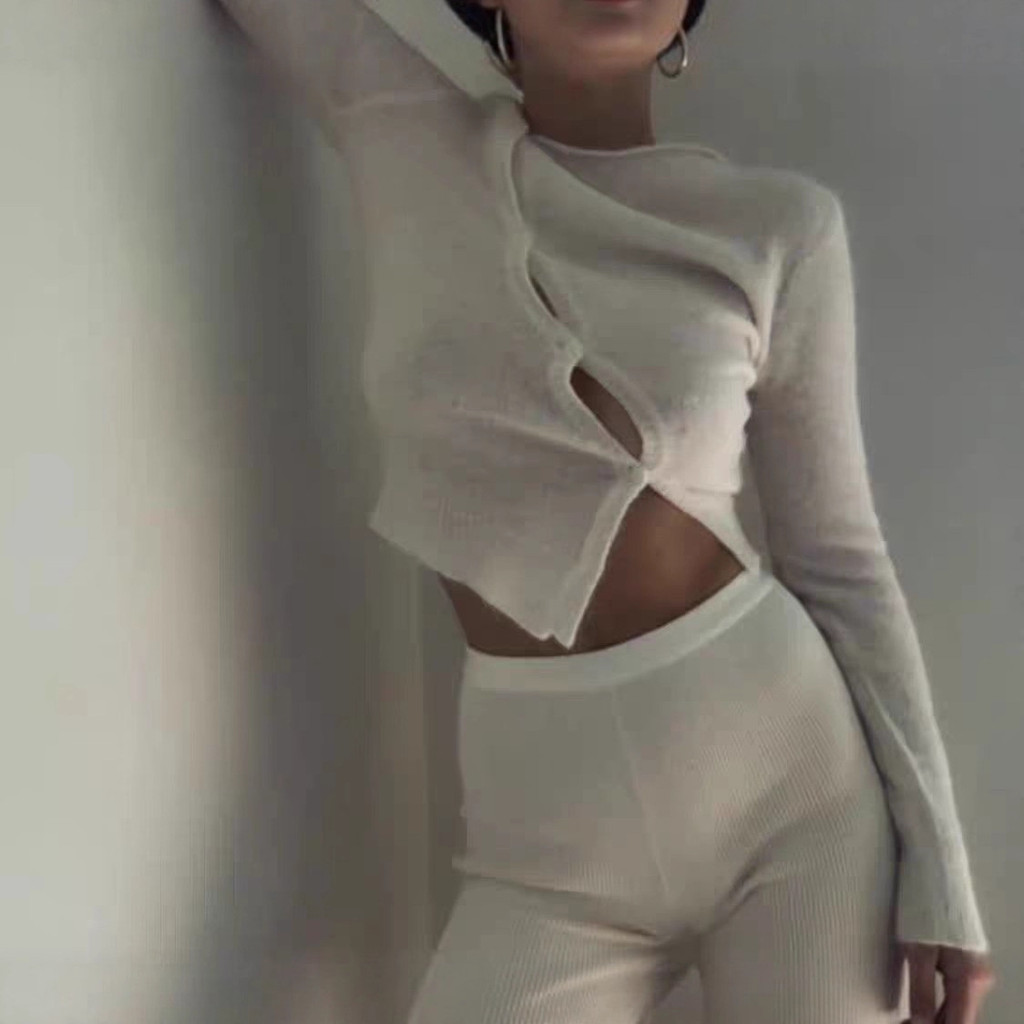 7T7U Jaded London Single-breasted Irregular Hollow Simple Asymmetrical Button Sexy Skin-friendly