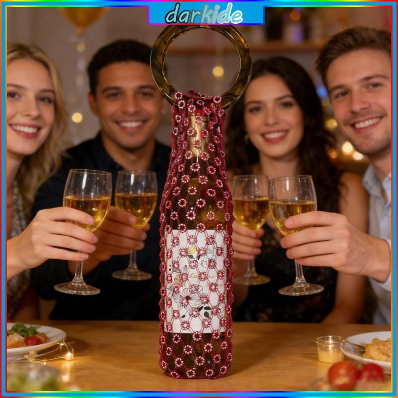 Stylish Handwoven Crystal Decorated Bottle Bag with Convenient Carry Handle