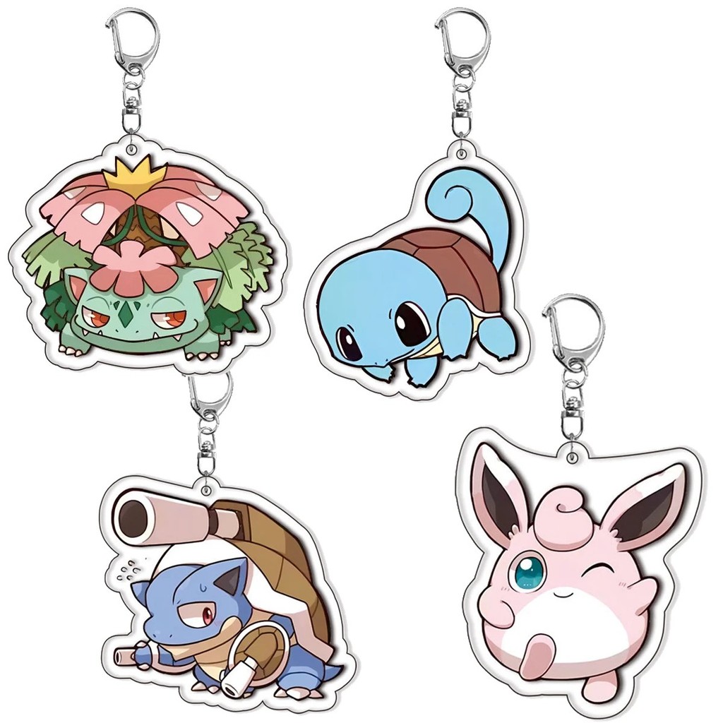 Móc khóa Pokemon Acrylic Mica treo balo túi xách hình Squirtle Bulbasaur Blastoise Venusaur Gengar q