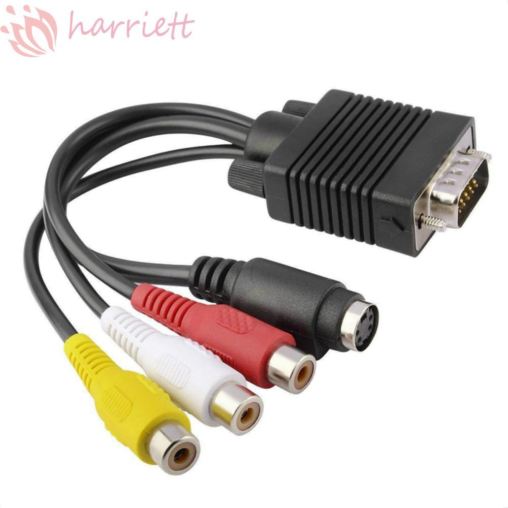 HARRIETT VGA TO S-Video Cáp VGA gia đình thực tế sang AV SVGA 3 RCA
