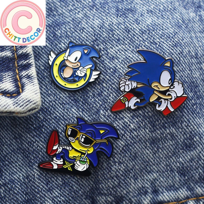 Anime Cartoon Sonic The Hedgehog Brooches Pins Badges Brooches Lapel Pin Enamel Pin Backpack Bag Acc