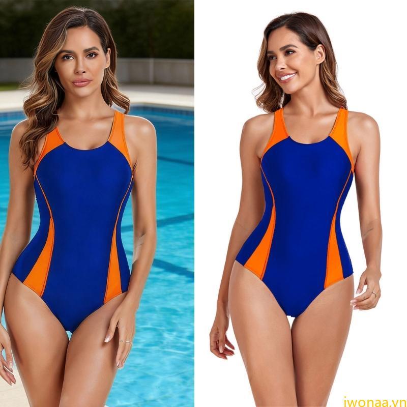 Women 1  Sleeveless Swimsuit with Briefs Athletic Swimwears for Beach