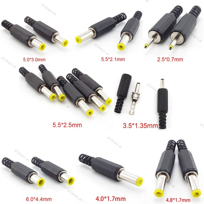 DC Nam Jack Cắm Điện Cổng Kết Nối Adapter 3.5x1.35 4.0x1.7 4.8x1.7mm 5.5x2.1mm 2.5 Nam Jack Cắm Ổ Cắ