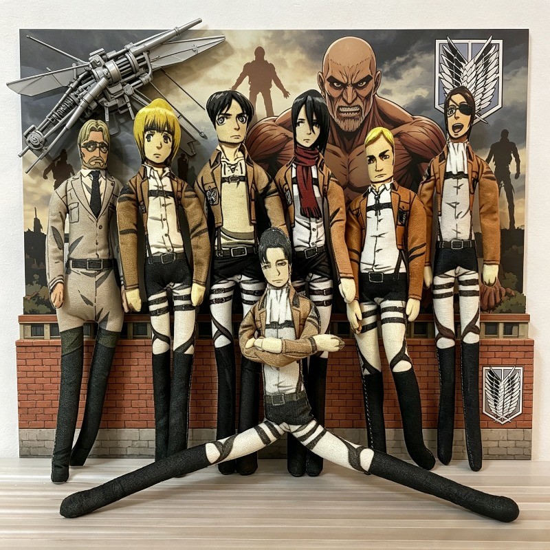 28cm Tấn Công Titan Levi Ackerman Eren Jaeger Armin Arlert Hange Zoe Cosplay Búp Bê Sang Trọng Nhồi 