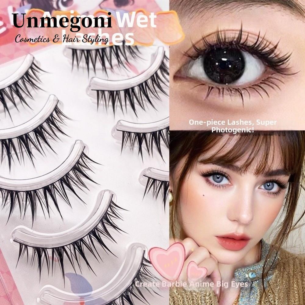 UNMEGONI Anime Hoạt Hình Lông Mi Giả, Đen 7-14MM DIY Mi Nối Dài, Hợp Thời Trang Có Thể Tái Sử Dụng N