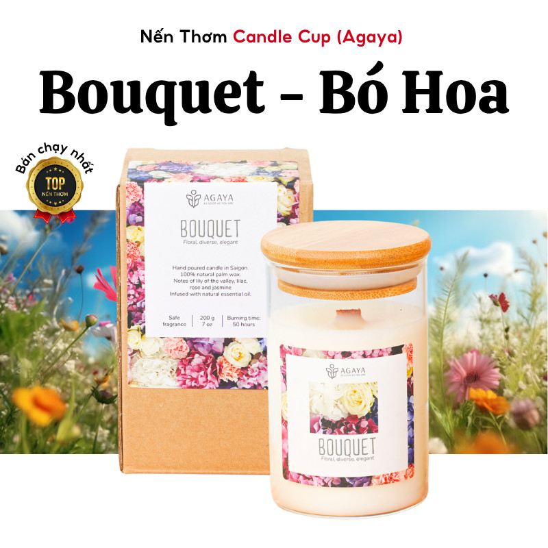 Nến Thơm Hương Hoa AGAYA Nến Thơm Tinh Dầu Thiên Nhiên Candle Cup Hương Hoa Quyến Rũ, Nữ Tính - Mùi 