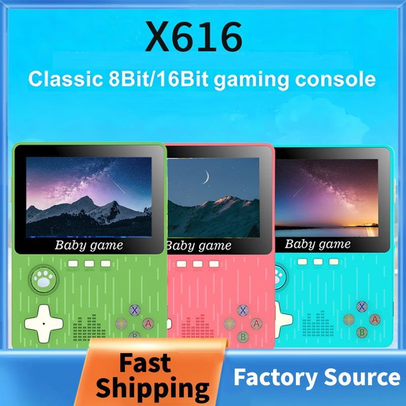 X616 Retro Hoài Cổ Máy Chơi Game Cầm Tay 3.5 Inch Màn Hình Màu Lớn Cần Điều Khiển 16-Bit Tay Cầm Chơ