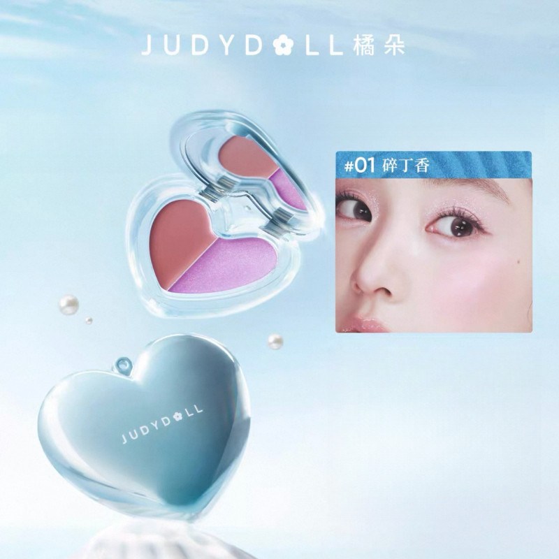 JUDYDOLL Powder Blusher Cream Marine Series Double Powder Blusher Water Light Brightening Fine Flash