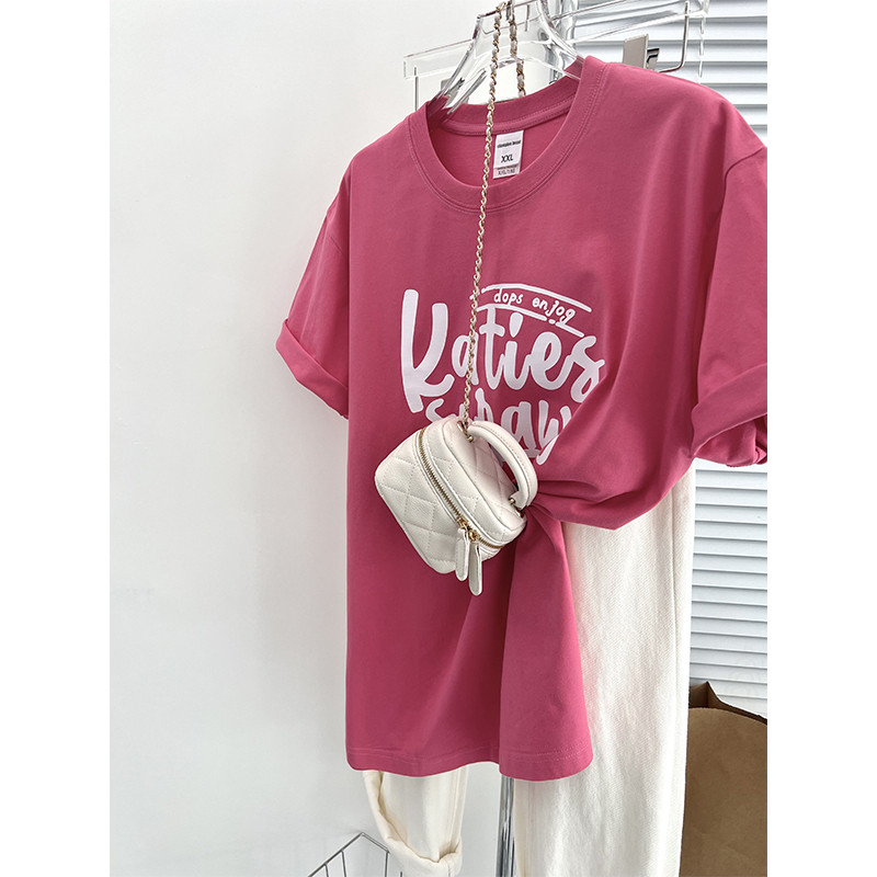 Áo thun nữ hình màu magenta ngọt ngào mát mẻ, phong cách mới cho mọi ngày