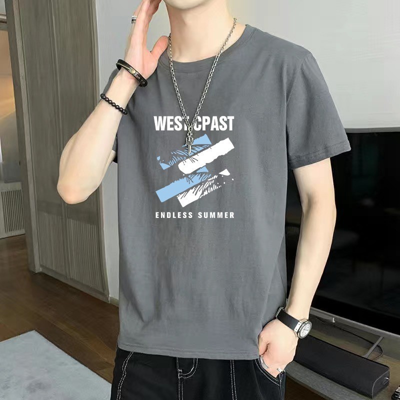 Men's Short-Sleeved T-shirt Ice Silk Short Sleeve Men's T-shirt Summer round Neck Bottoming Shirt Ca