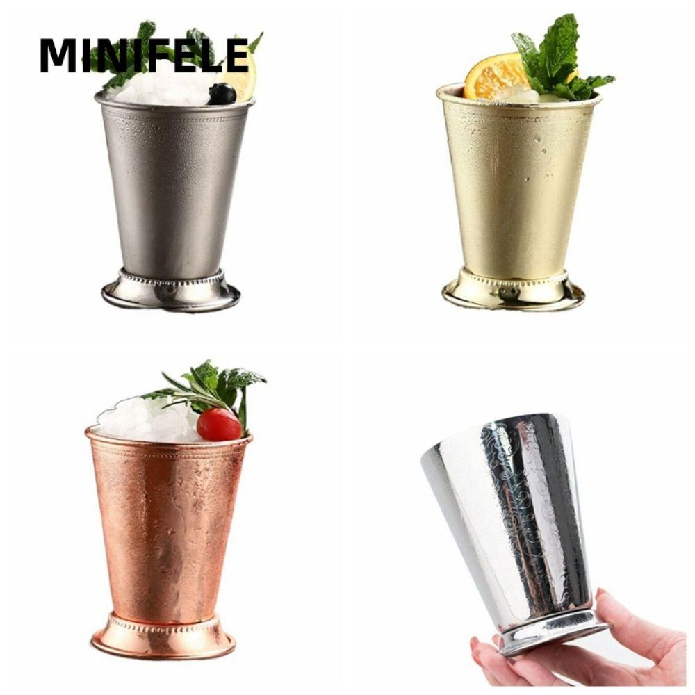 Cốc cocktail MINIFELE, Cốc Julep bạc hà cán vàng bằng thép không gỉ, Cốc cocktail Mojito bạc 350ml N