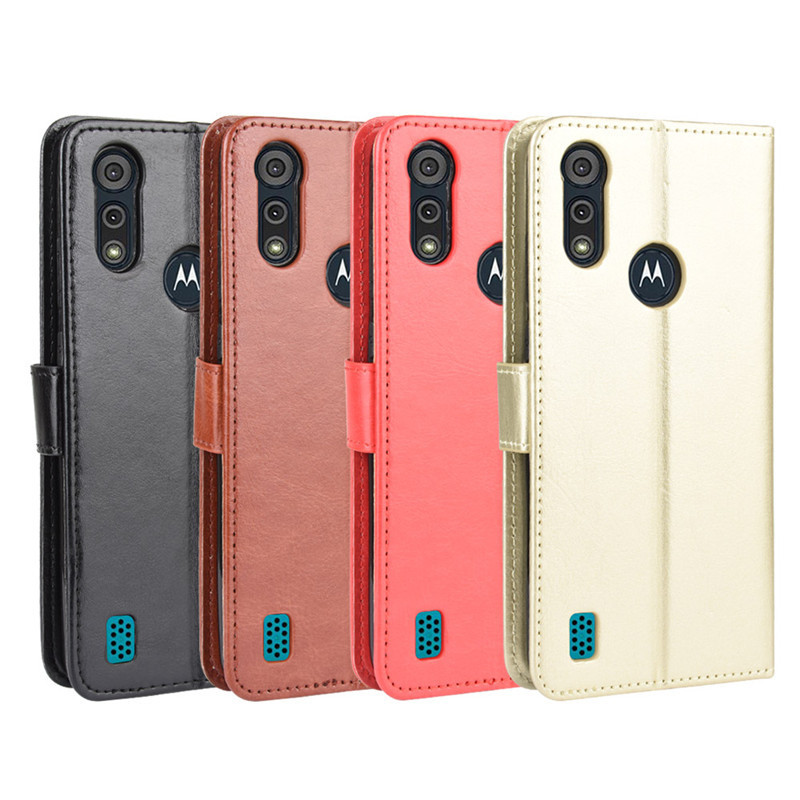 Thích hợp cho Moto E6i 2021 Vỏ Điện Thoại Motorola E6s 2020 Điện Thoại Da Thẻ Crazy Horse Họa Tiết D