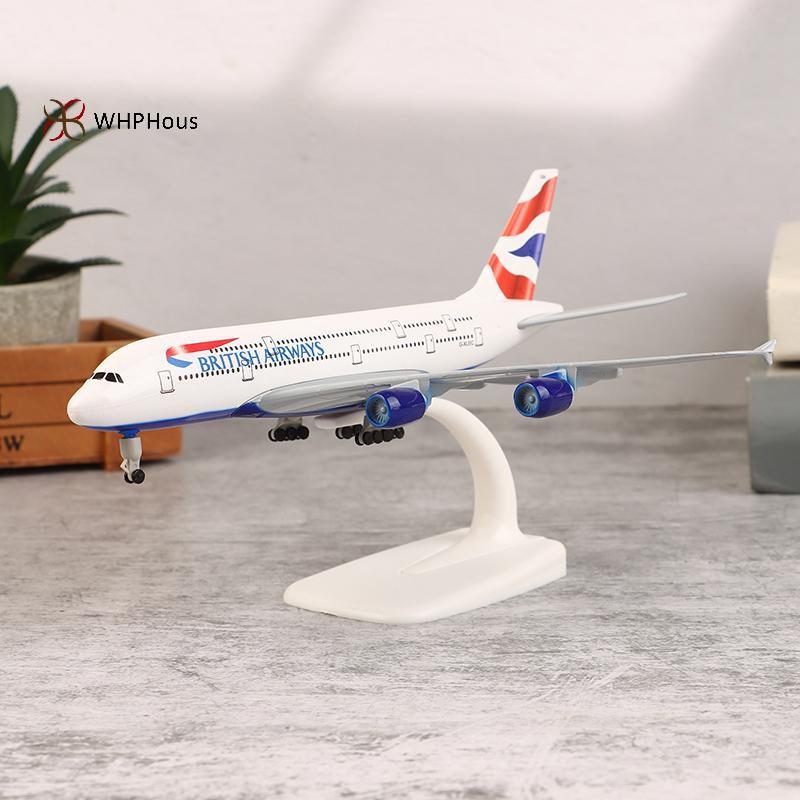 < WHPHous-t > Kim loại hợp kim 20cm UK Air British Airways AIRBUS 380 A380 Mẫu máy bay hãng hàng khô